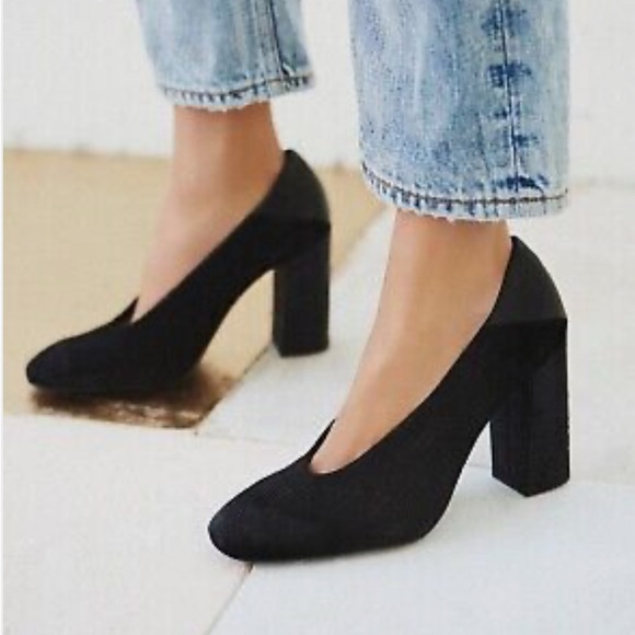 Free People Shoes - Free People Take Heart Block Heel Elegant Black Women's Shoes NWT Suede Leather